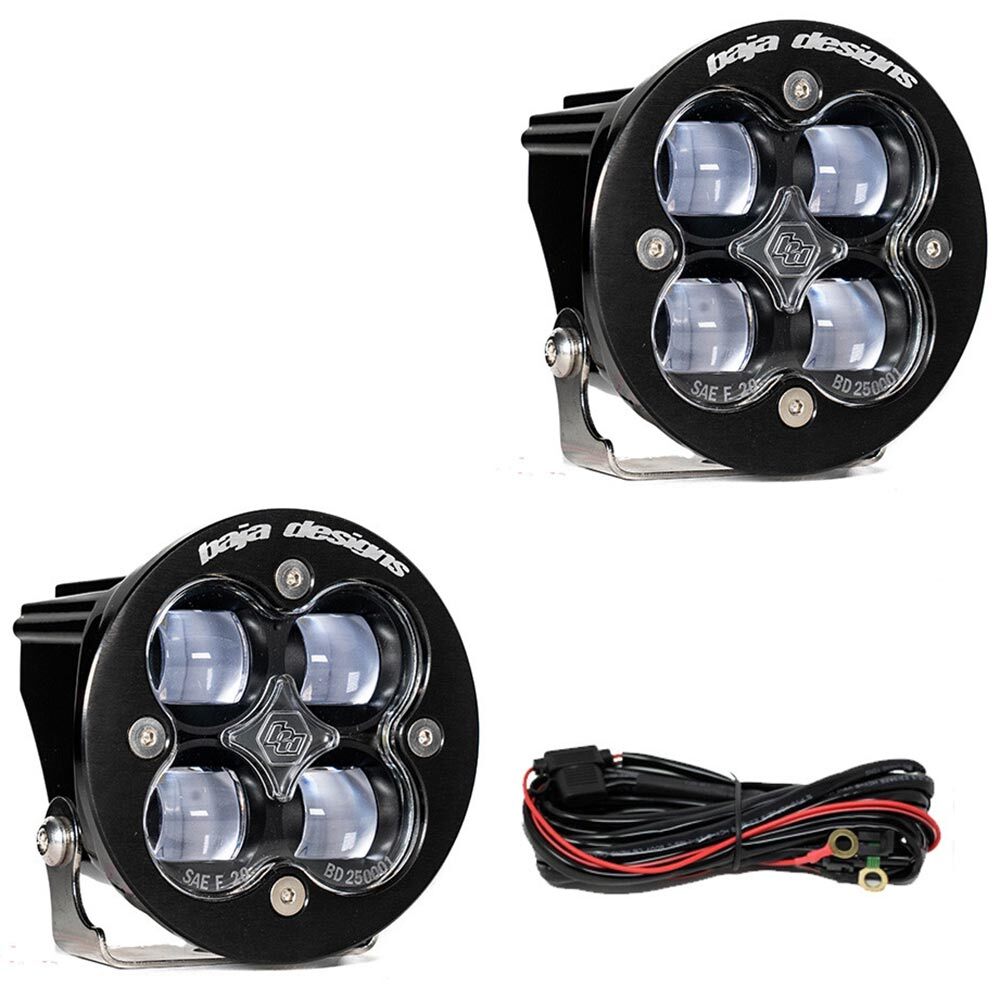 Baja Designs™ Squadron-R SAE J583 LED Round Fog Lights Pair Kit Wiring Harness