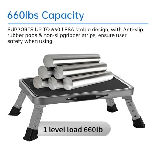 RV Step Stool Foldable 1-Step Ladder Sturdy Metal Stable Step Stool 3-Level