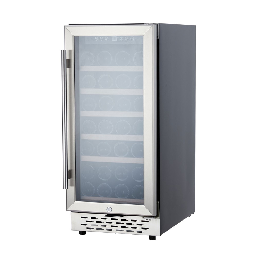 Wine Cooler Refrigerator 28 Bottle Lockable Digital Temp Control Freestand