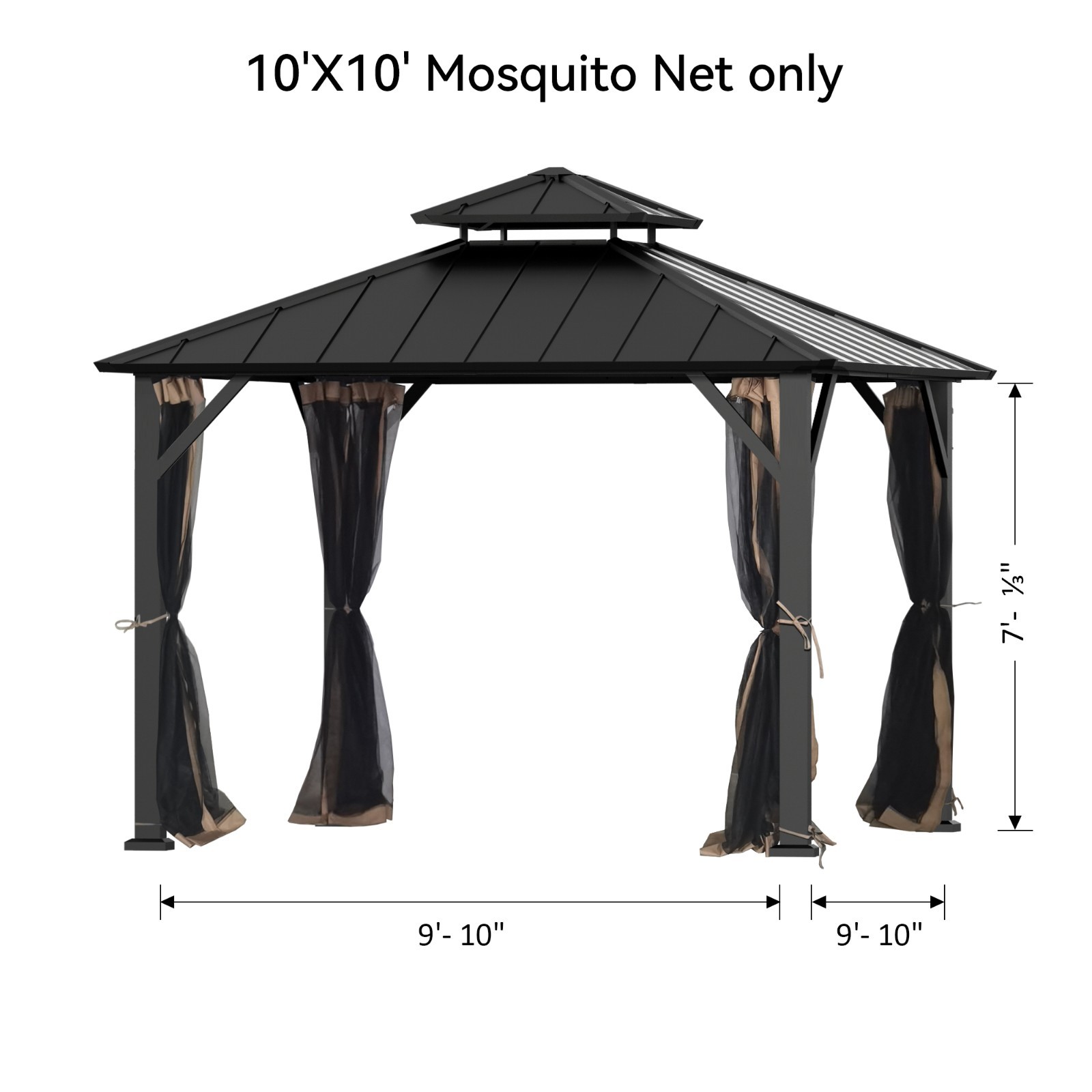 Universal Gazebo Mosquito Netting Replacement 4/6-Panel Sidewalls for Patio