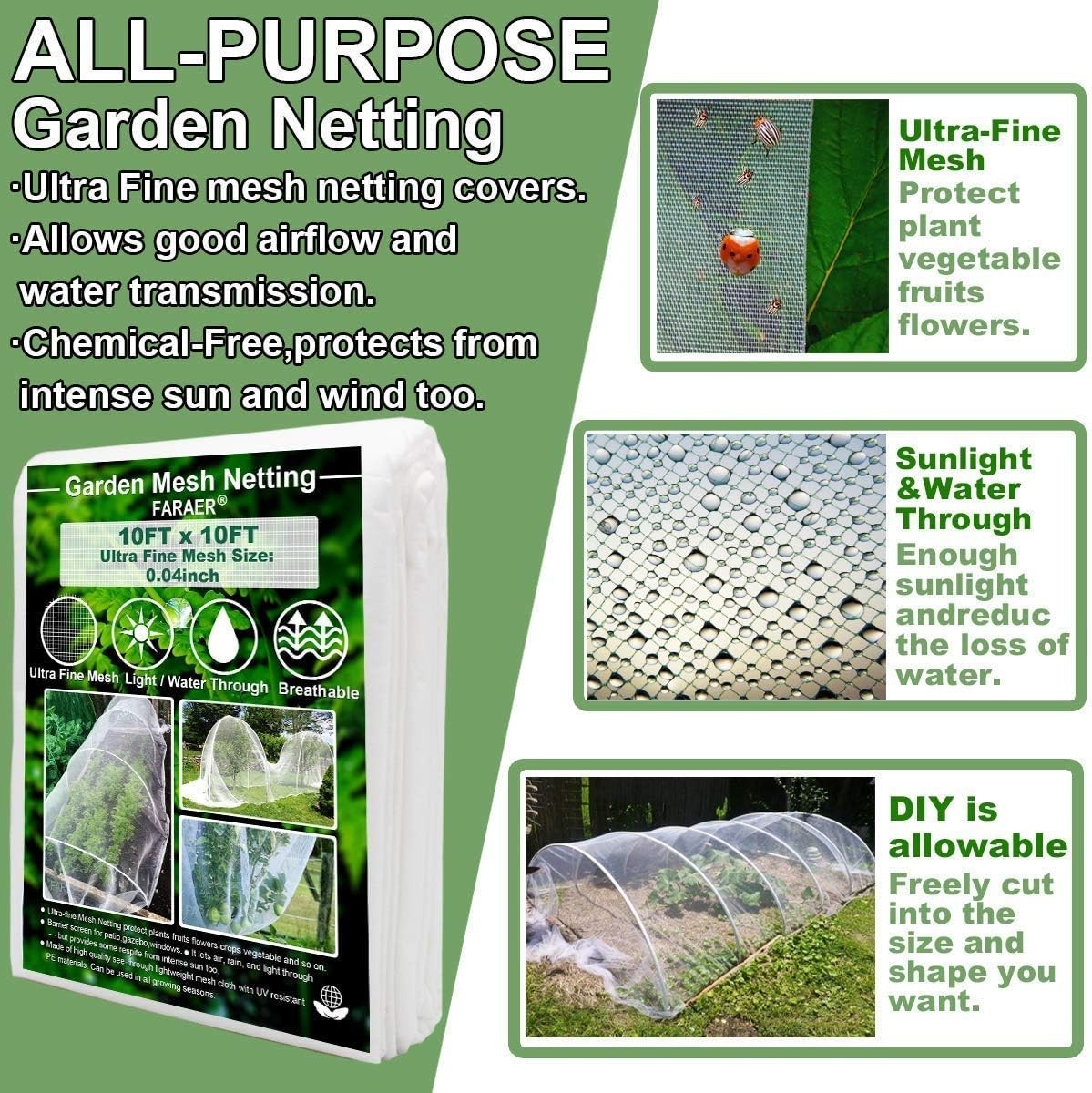 Versatile 10ft x 10ft Ultra Fine Mesh Plant Covers for Gardens & Greenhouses