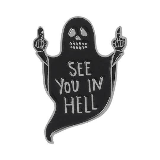 Black Ghost Middle Finger Enamel Pin