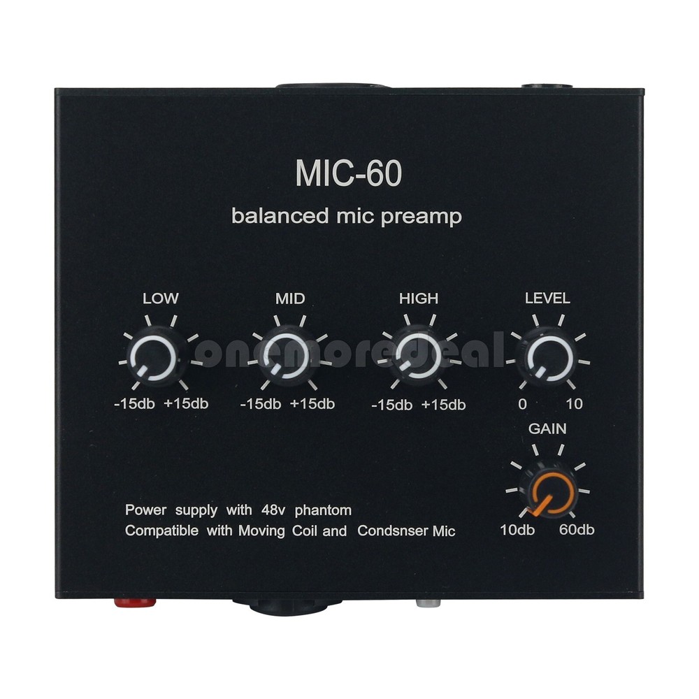 MIC-60 Balanced Mic Preamp Built-in 48V Phantom Power Supply Dynamic Micro Amp