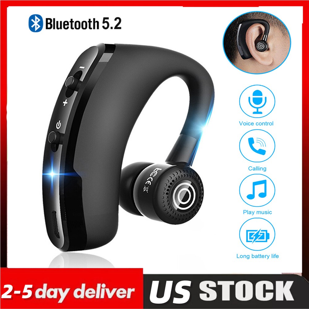 Wireless Bluetooth 5.2 Earpiece Driving Trucker Headset Earbuds Noise Cancelling