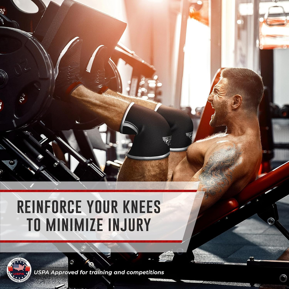 Knee Sleeves (1 Pair) Support & Compression for Weightlifting, Powerlifting & Cr