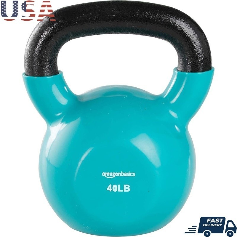 40lb Kettlebell Weight Strength Training Solid Cast Iron Exercise Equipment Blue