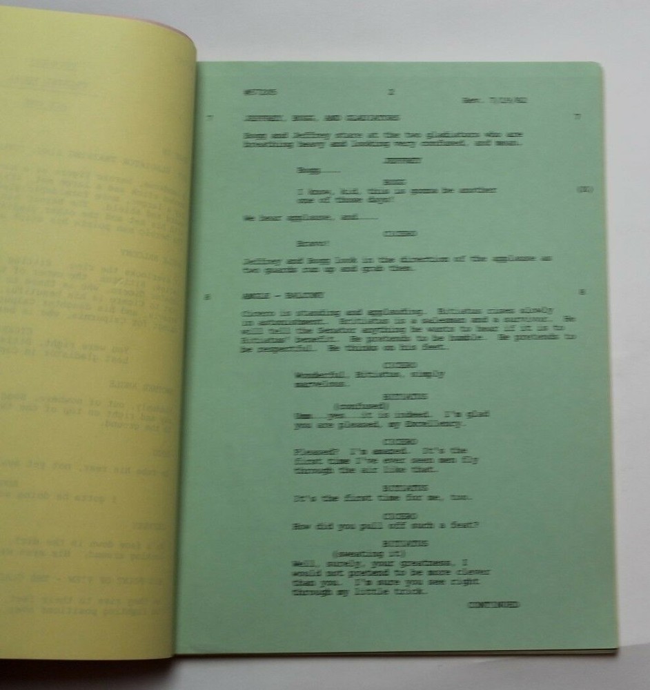 VOYAGERS! / Nick Thiel 1982 Script "Created Equal" ancient Rome save Spartacus