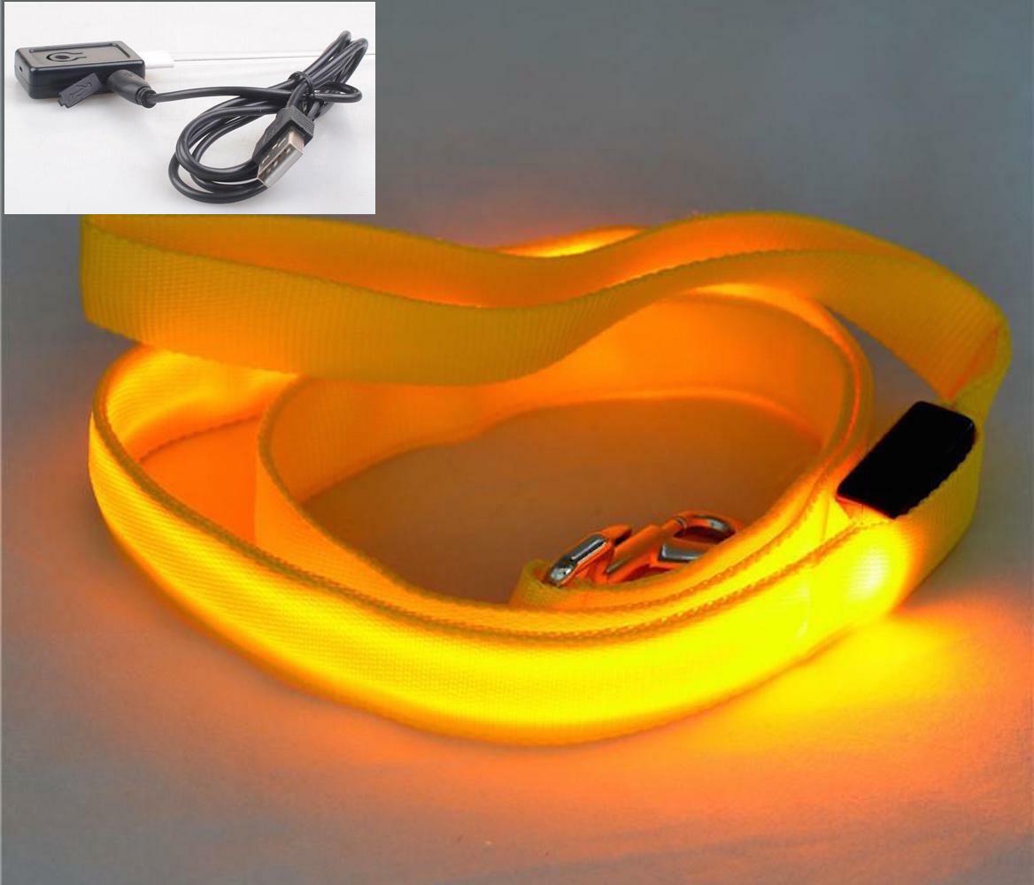 RECHARGEABLE 1FT-LED 4FT-LEASH glow light Dog Pet Safety Lead FOR Collar Harness