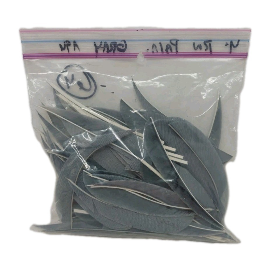 64 Count Archery Arrow Feathers 4" Right Wing Parabolic: Gray