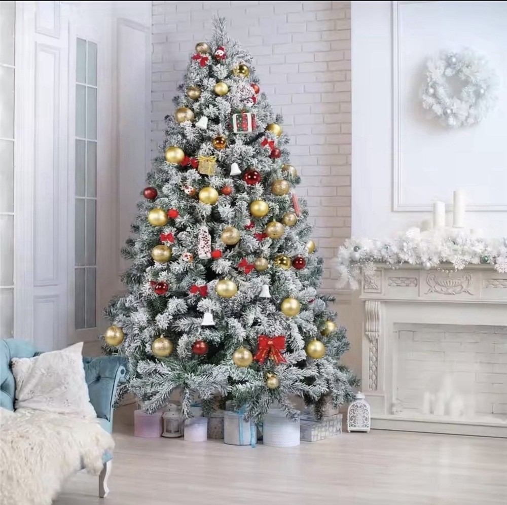 7Ft Artificial Christmas Tree With Snow Flocked Xmas Tree