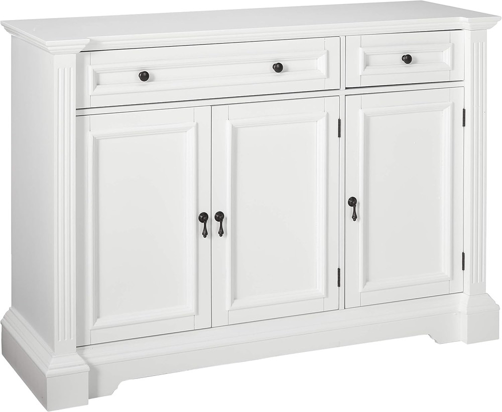 Elegant White Wood Buffet Console Table with Storage & Drawers
