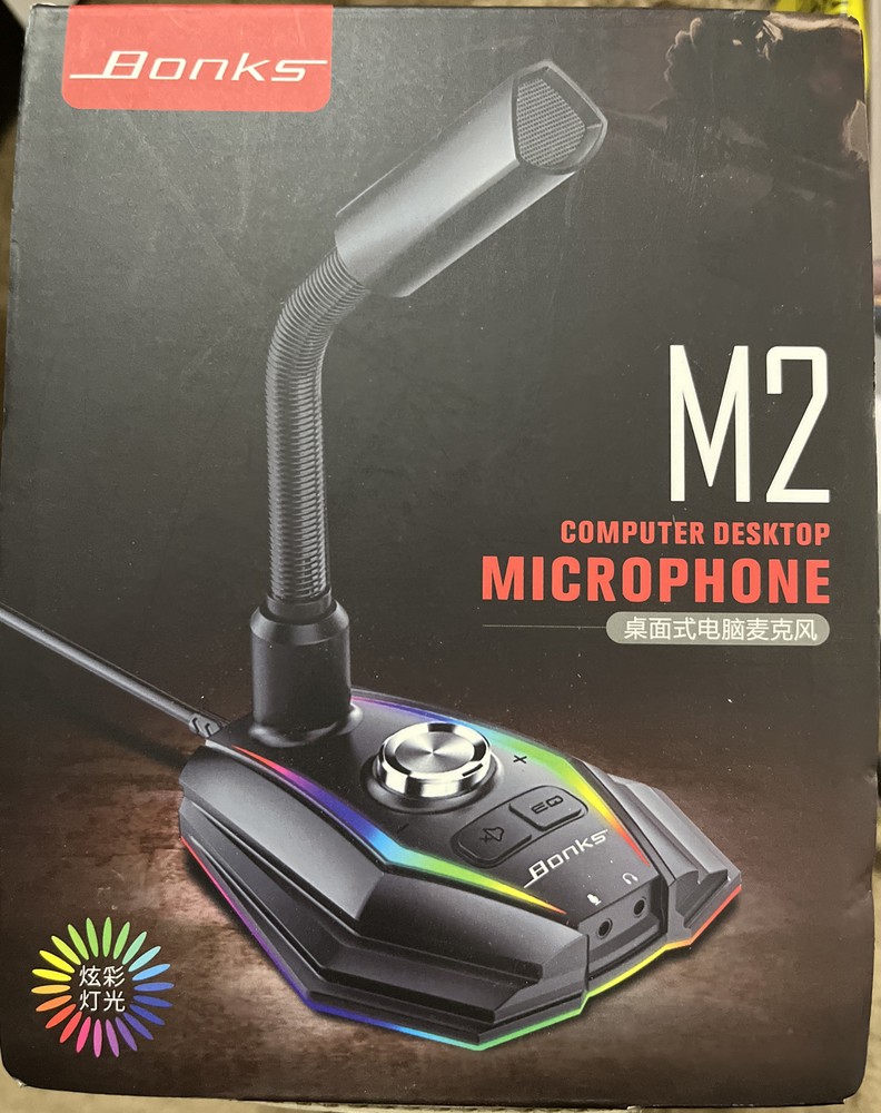 Bonks M2 USB RGB Noise Reduction Computer Desktop Microphone Adjustable- 3.5mm
