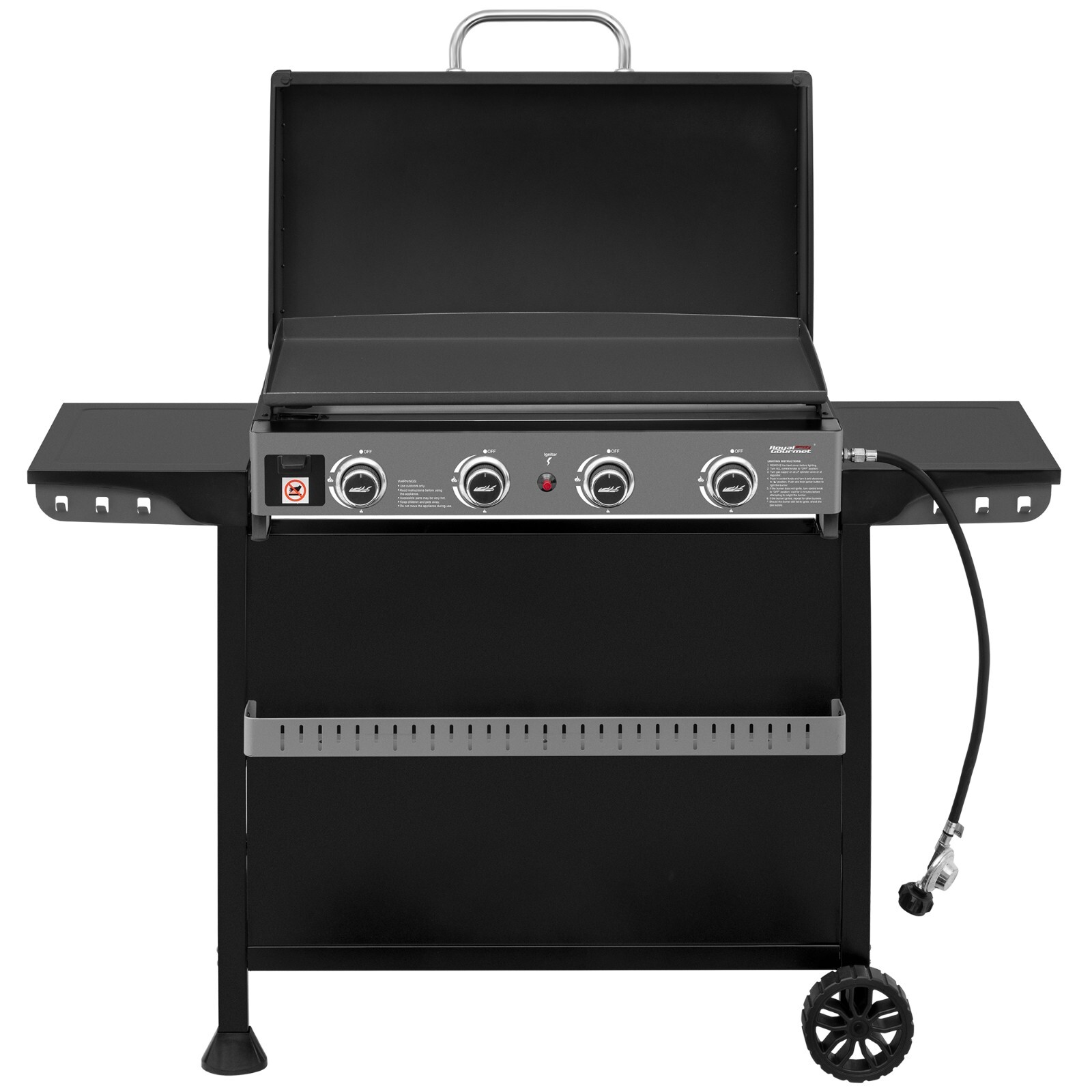 Royal Gourmet 4-Burner Tabletop Gas Griddle with Hood/Removable Standing Cart