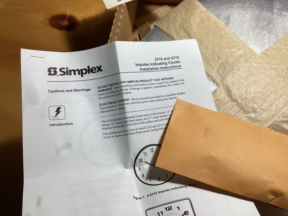 SIMPLEX 6310-9075 IMPULSE 12" ROUND SLIMLINE BLK CLOCK 24VDC