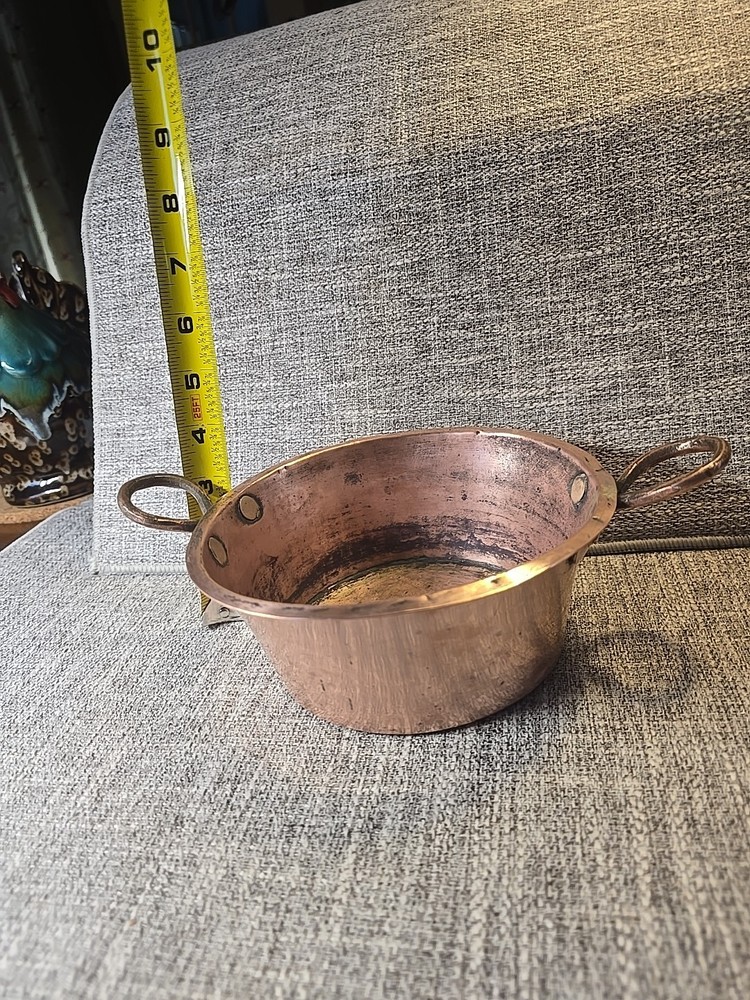 Copper Pan With Brass Handles Vintage