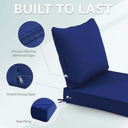 24x24 Inch Outdoor Chair Cushions Set of 2, Patio Furniture Cushions -