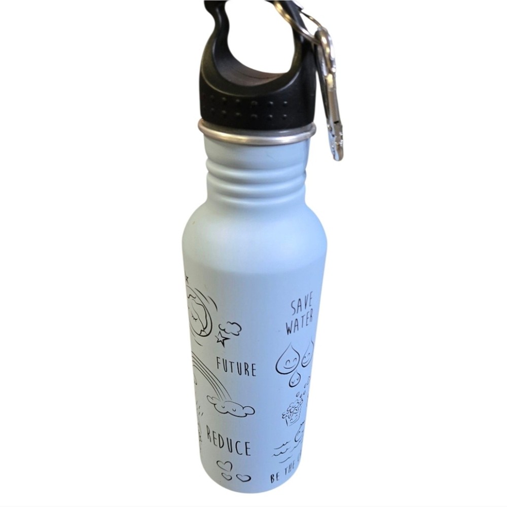 Light Blue Water Bottle with Carabiner