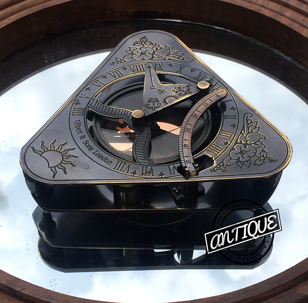 Vintage SunDial Direction Compass Sun Angle Nautical Unique Compass Camping