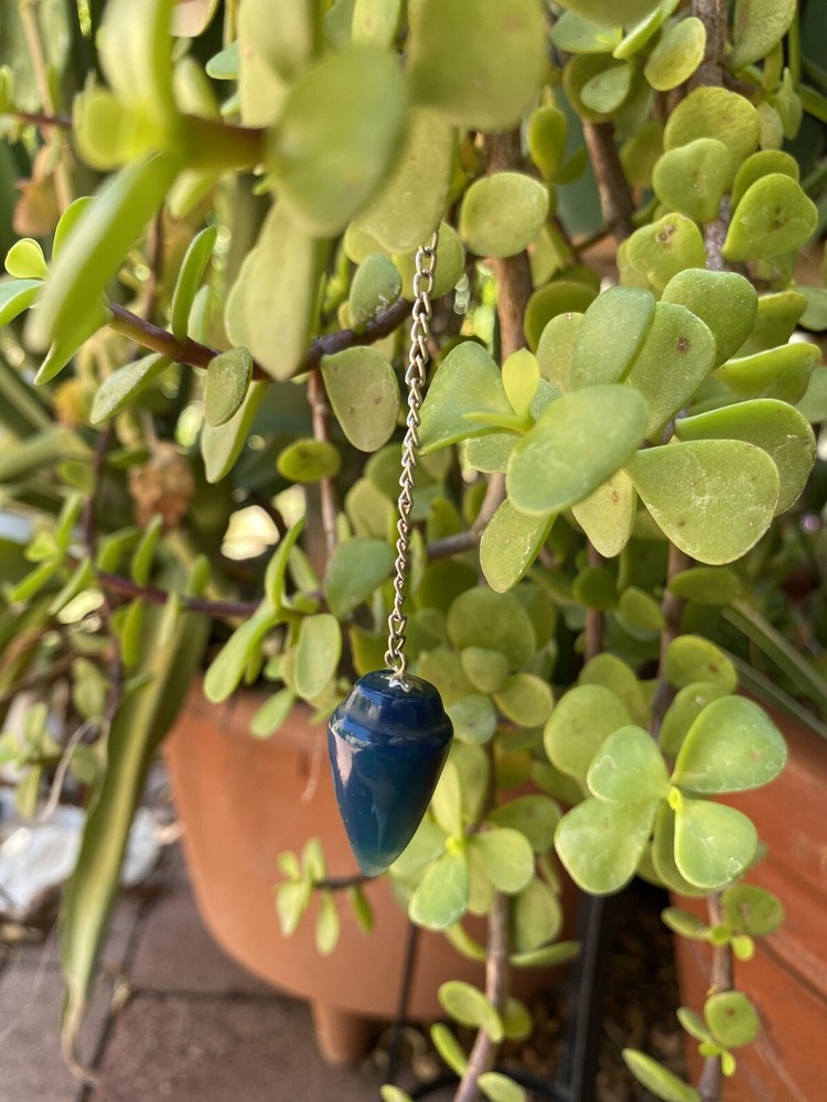 Blue Onyx & Quartz Bead dowsing crystal pendulum