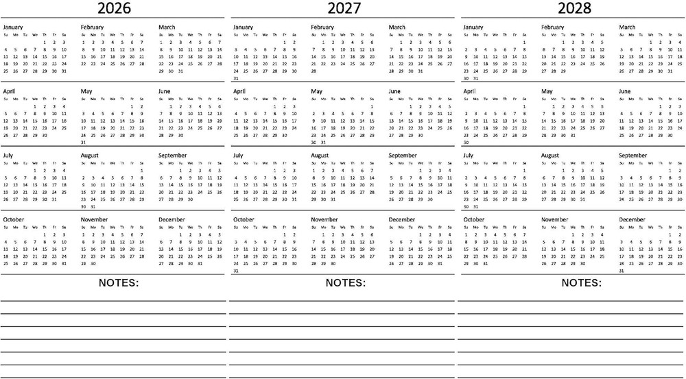 5 Year Calendar Planner Blue