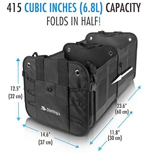 Car Trunk Organizer - Durable Storage SUV Cargo Organizer 2 Compartments Black