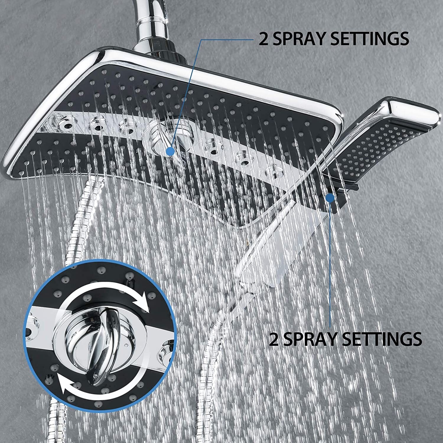 "Bright Showers" Multi Function Rain Chrome Shower Head PSS3919-01