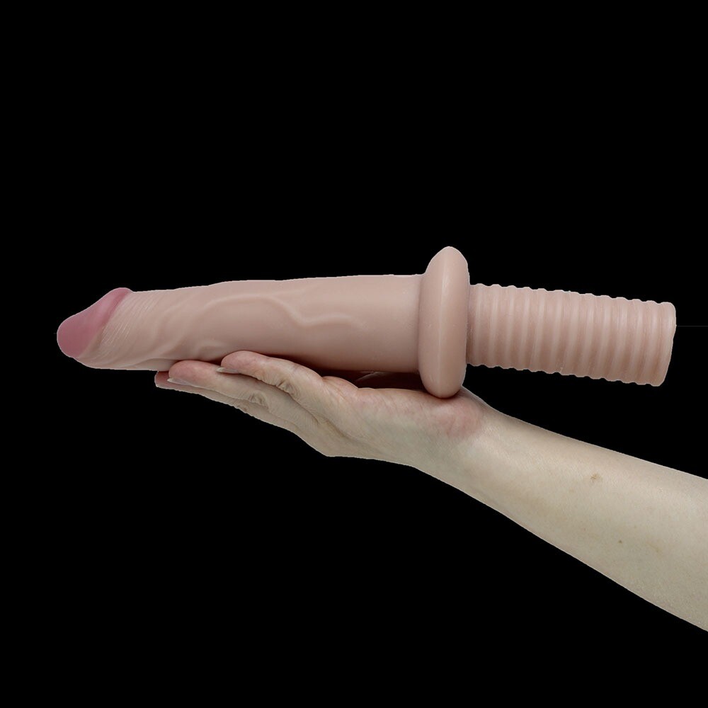 12" XL Bendable Realistic G Spot Anal Thrusting Dildo Dong with Handle
