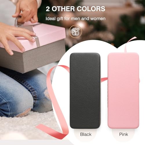 Glasses Case Hard Shell Square Large Eyeglasses Case PU Leather Black