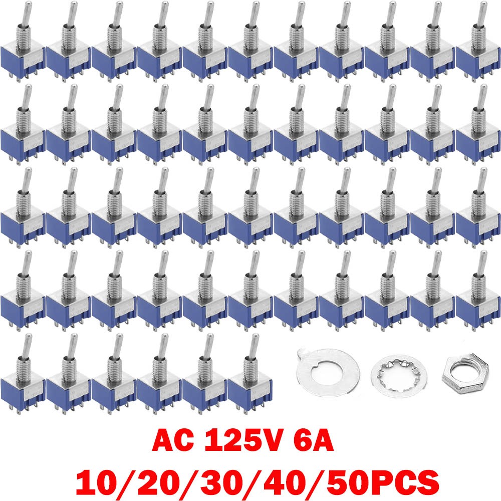 Miniature DPDT On/On 6 Pin 2 Position Latching Mini Toggle Switch AC 125V 6A NEW