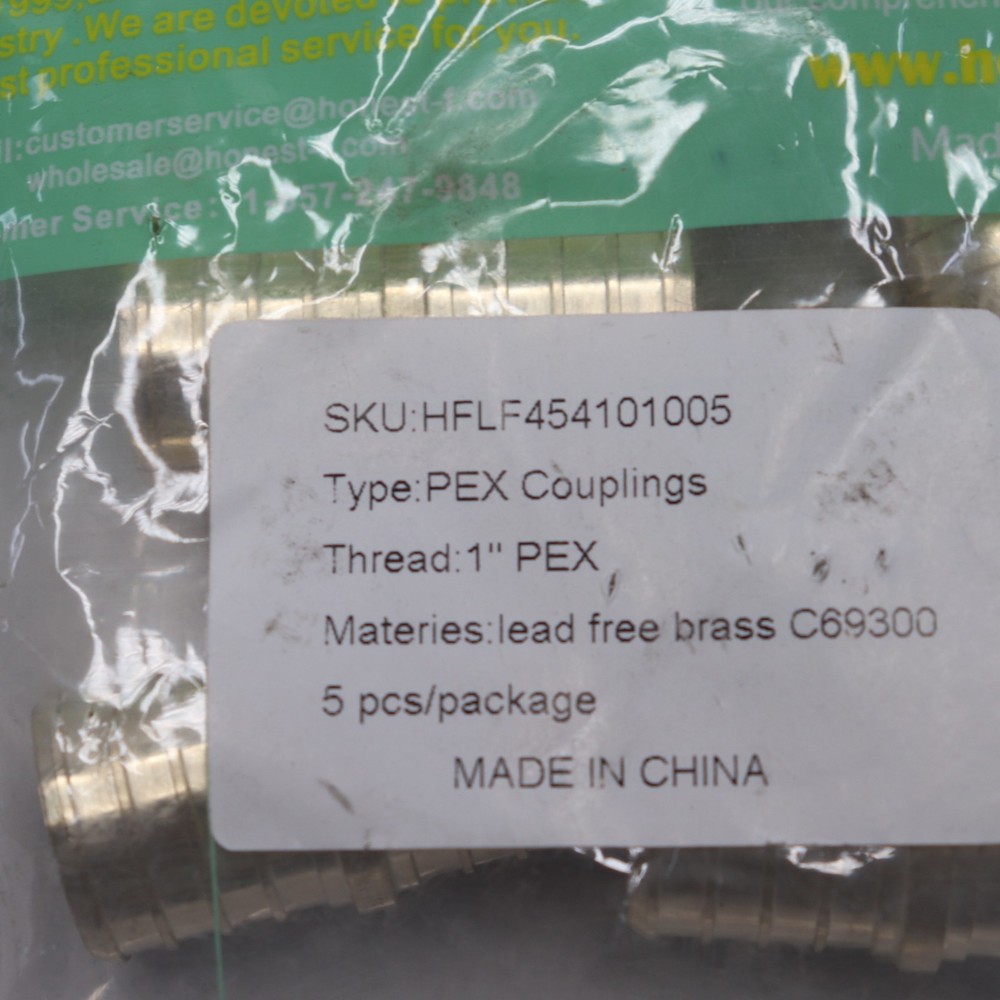 (5-Pk) Ltwfitting PEX Crimp Coupling Fitting Brass 1" HFLF454101005