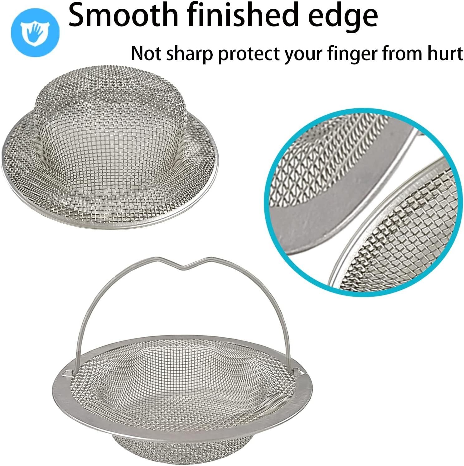 Kitchen Sink Strainer Large Wide Rim 4.5" Stainless Steel Mesh Drain Filter