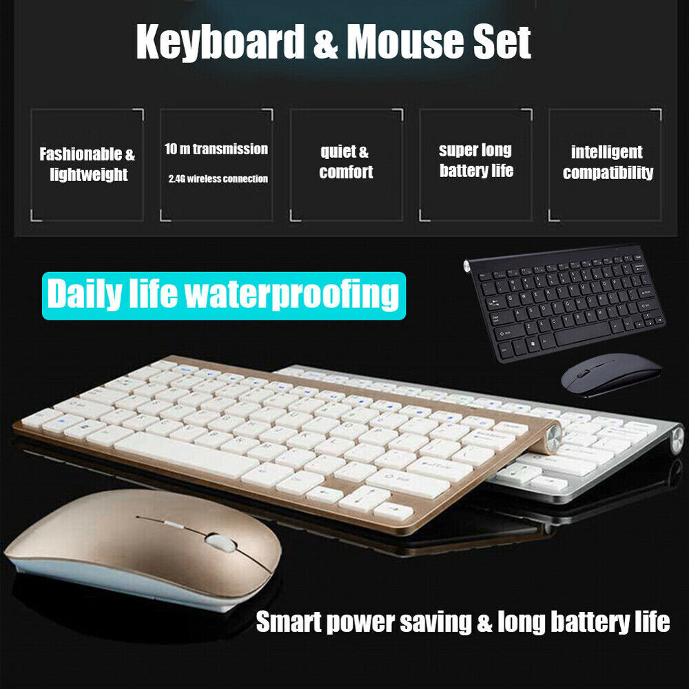 Wireless Keyboard And Mouse Combo Set 2.4G For PC Laptop Computer Full Size Slim