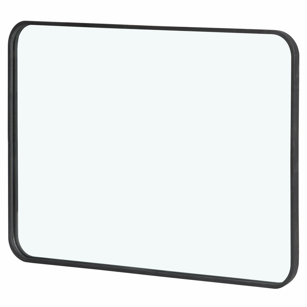 24" x 36" Wall-Mounted Rectangular Mirror Metal Black Frame Bath Beauty Bedroom