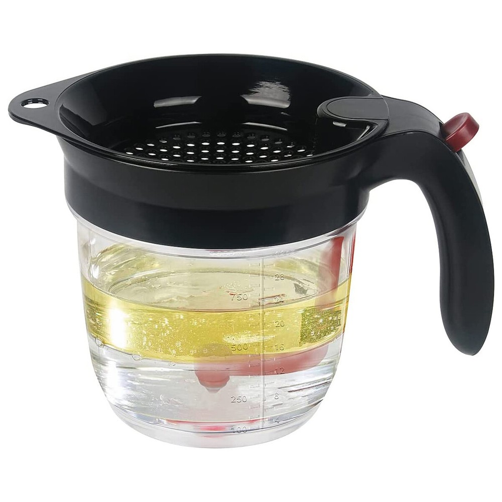 4-Cup Gravy Fat Separator With Bottom Release Strainer 1L Grease Separator Cup