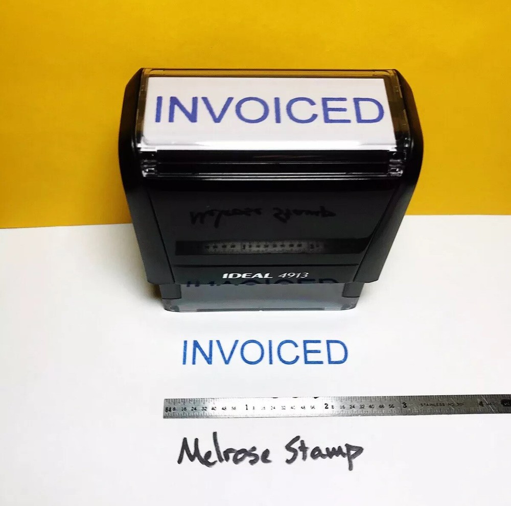 Invoiced Rubber Stamp Blue Ink Self Inking Ideal 4913