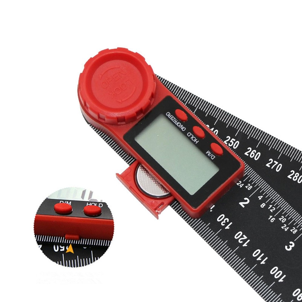 0-360° Angle LCD Digital Display 200mm Finder Ruler Protractor Measure Meter
