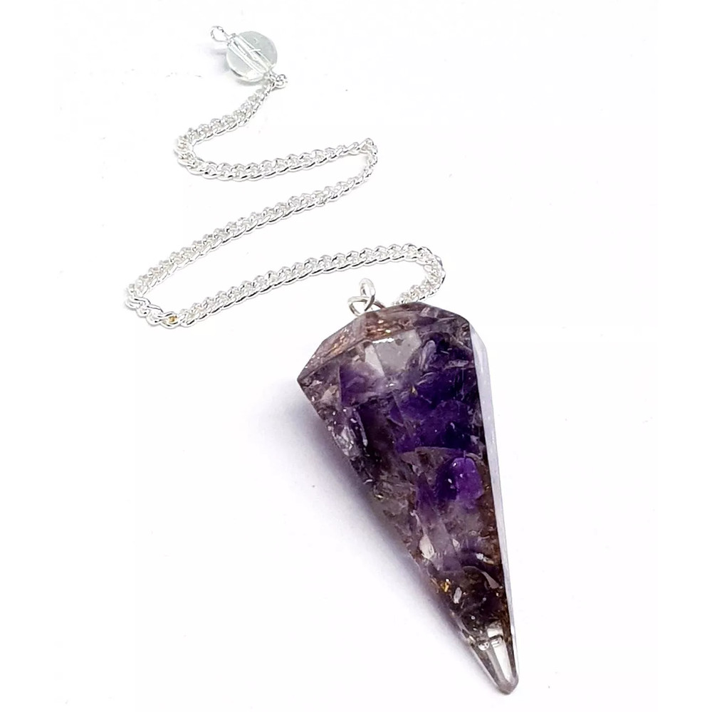 Amethyst Pendulum Dowser Orgone Gemstone Crystal EMF Protection Dowsing Point