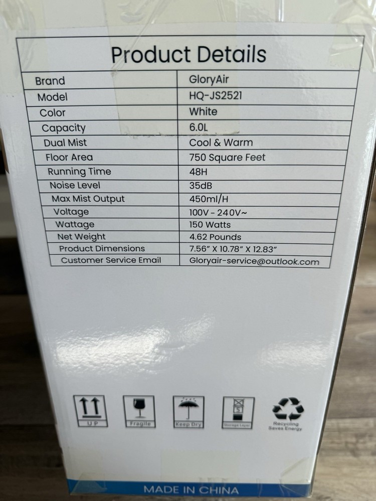 GloryAir Cool And Warm Mist Humidifier