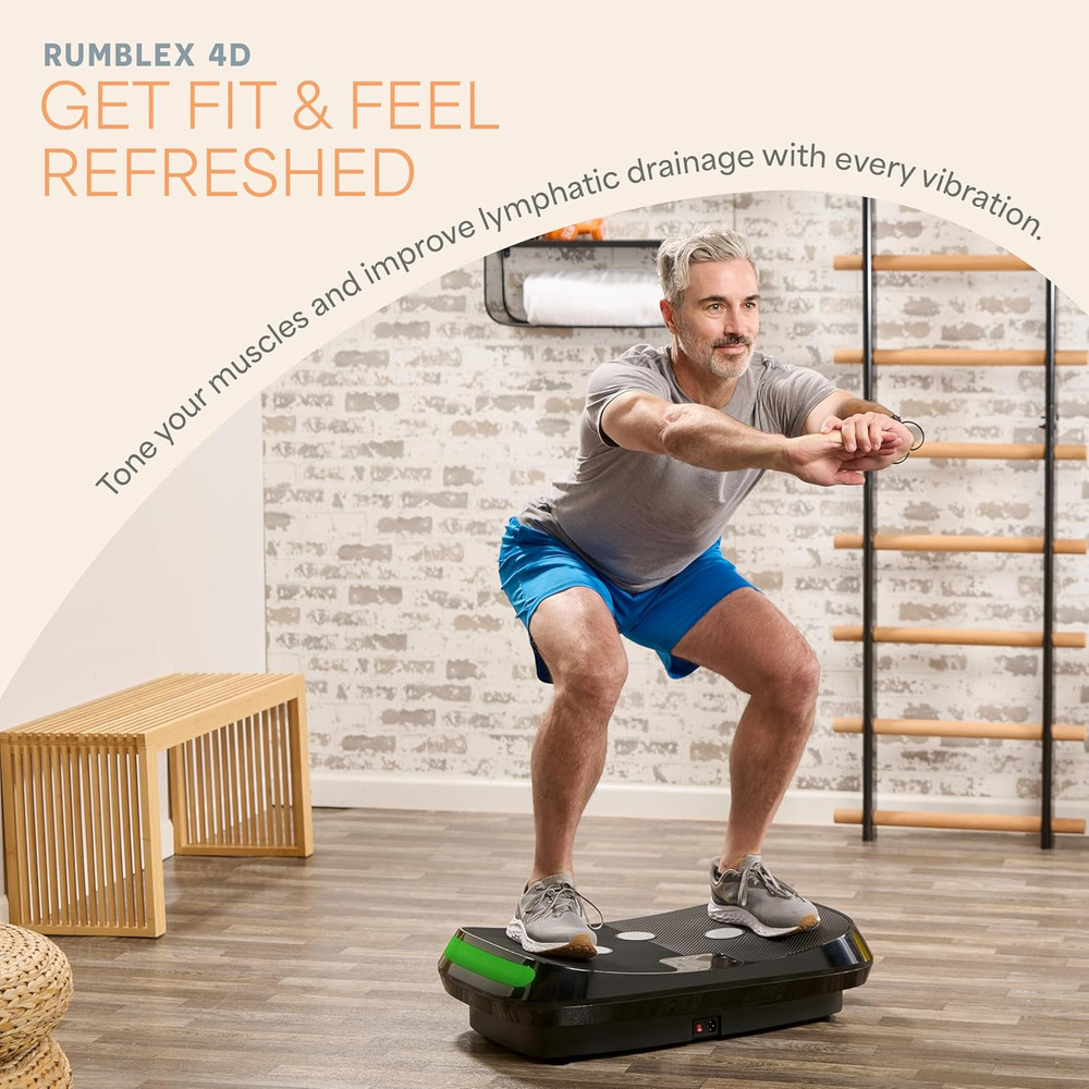Rumblex 4D Vibration Plate Exercise Machine with Triple Motor Oscillation, Linea