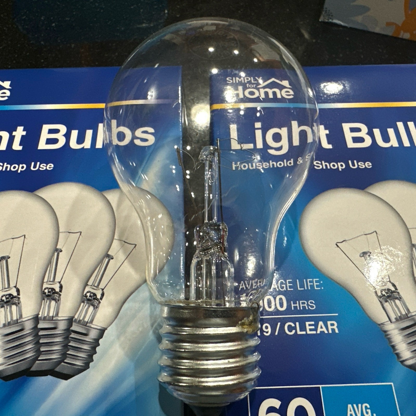 2 Boxes Simply Home 60 Watt Light Bulb Clear A19 120V 1000 Hrs Universal (6 Bulb