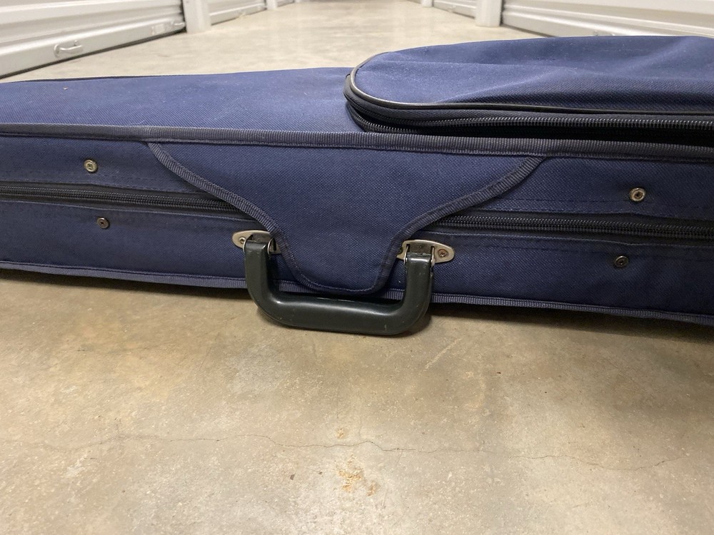 Durable Cloth Fluff Triangle Shape Case Gray/Beige Lining for Violin Blue