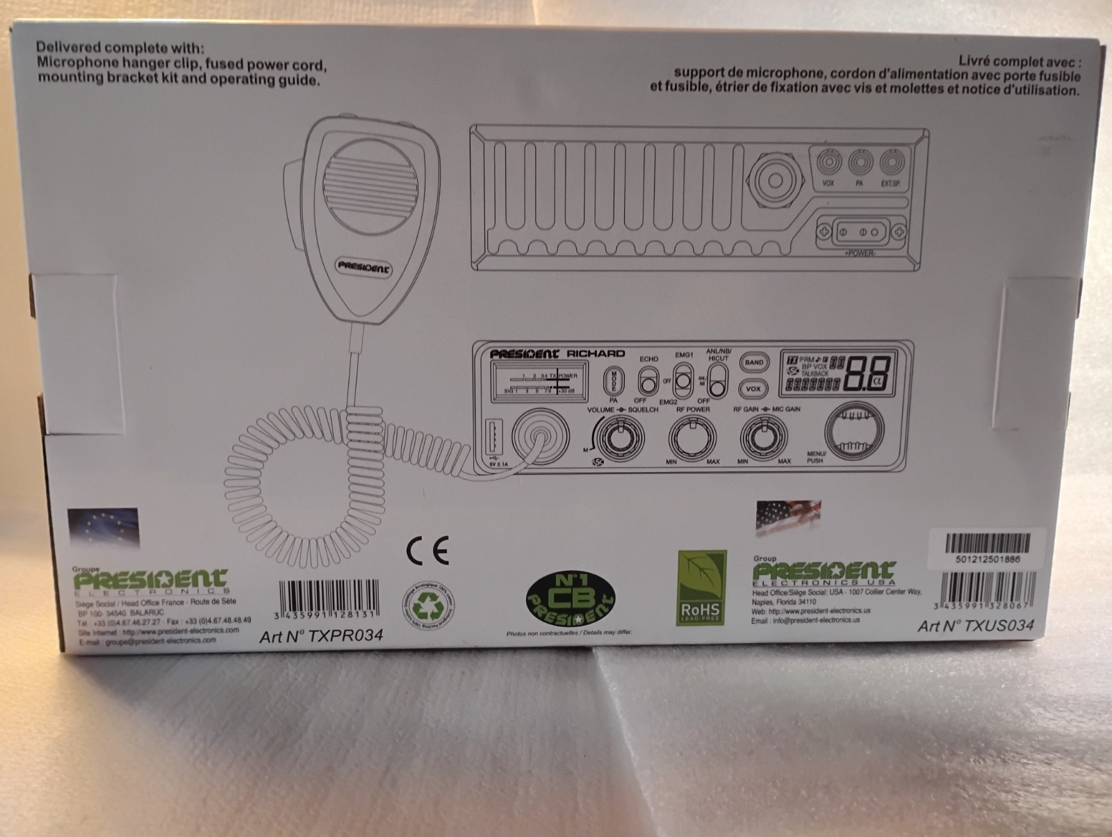 President Richard - Black - 10m 50W FM/AM Radio Transceiver New in Box