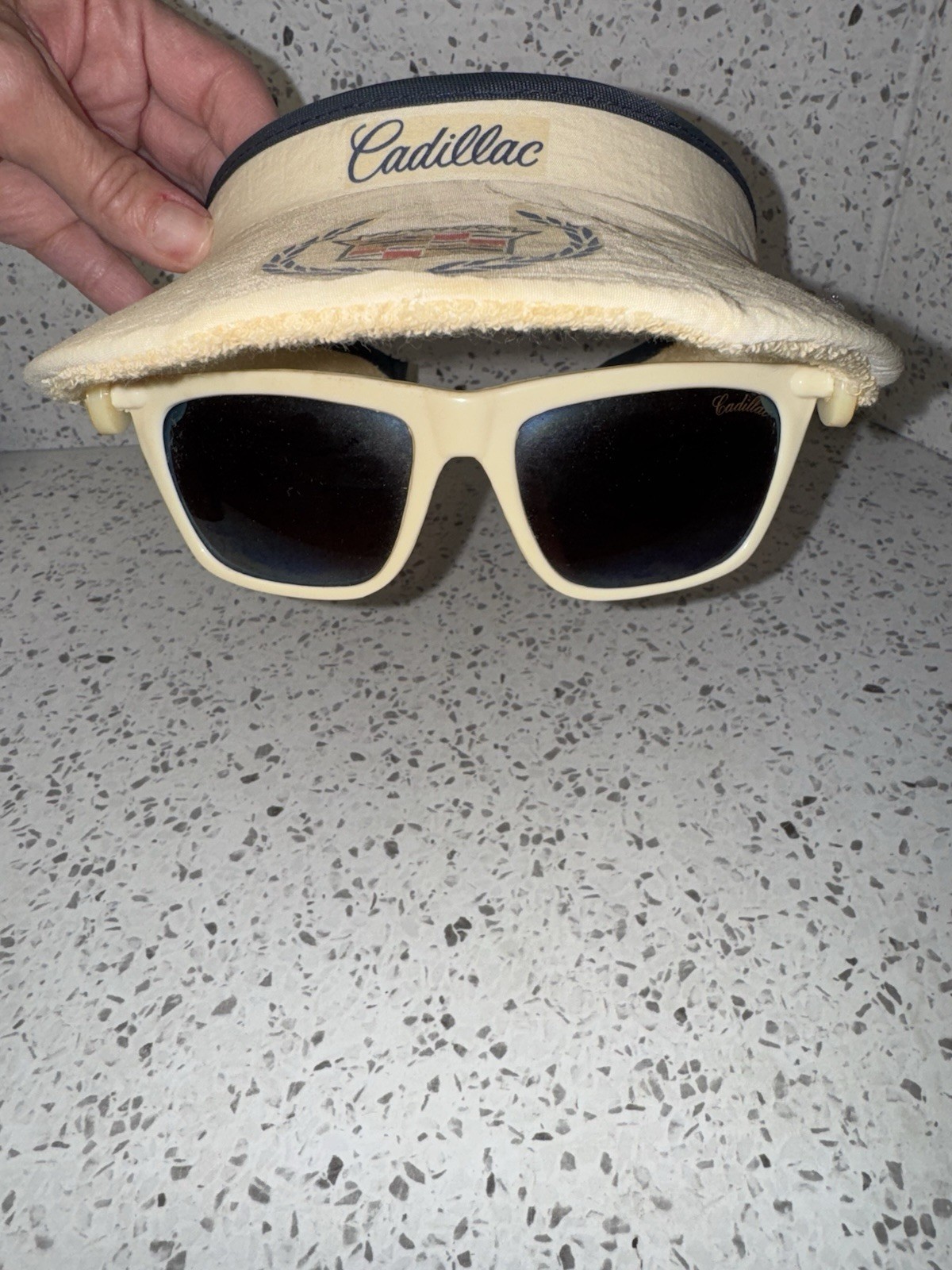 Vintage Cadillac Head Visor Hat with Attached Cadillac Sunglasses