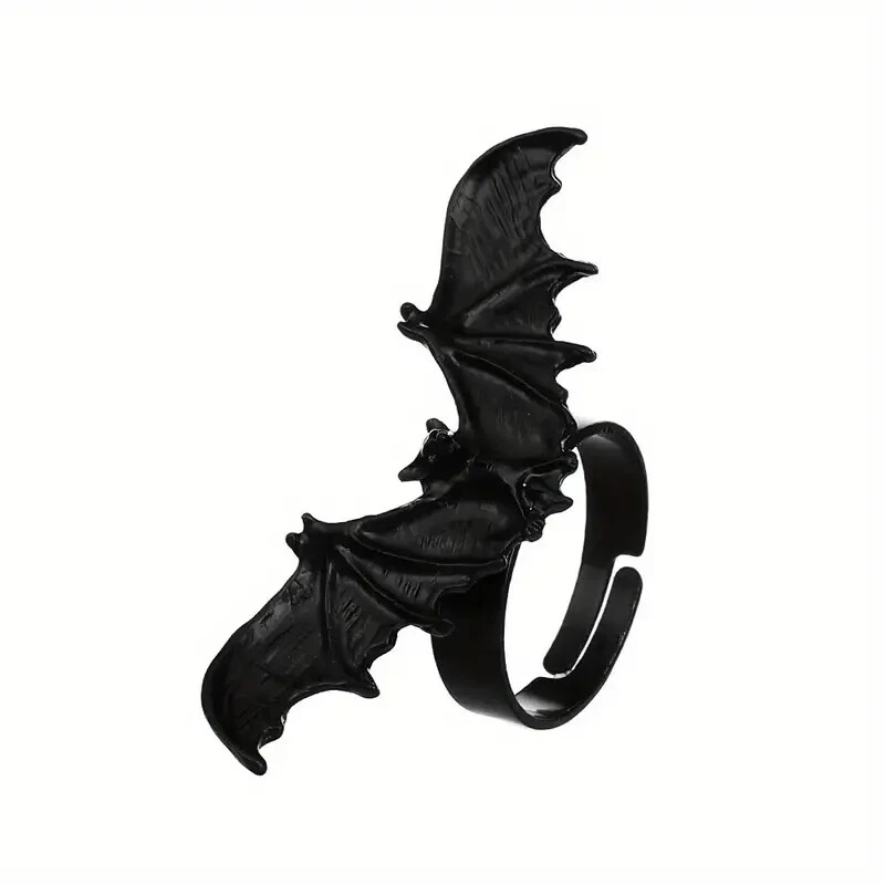 Gothic Style Black Bat Adjustable Cuff Ring