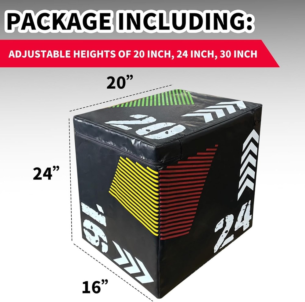 Space-Saving Plyo Box, Adjustable Height & Non-Slip Top, Power Training Platform