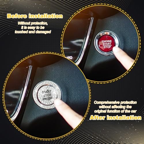 Sparkly Car Engine Start Button Cover, Rhinestone Push Start Button Cover