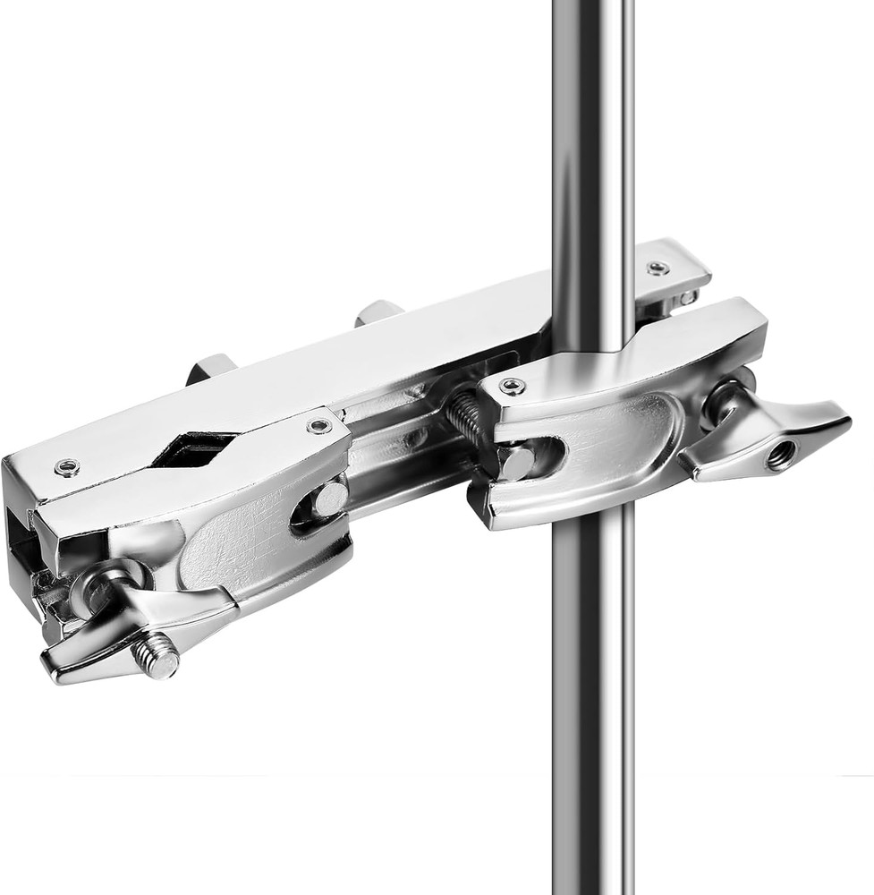 Cymbal Stand Multi-Clamp, Silver Drum Clamp Mount Adjustable Percussion Drum Kit