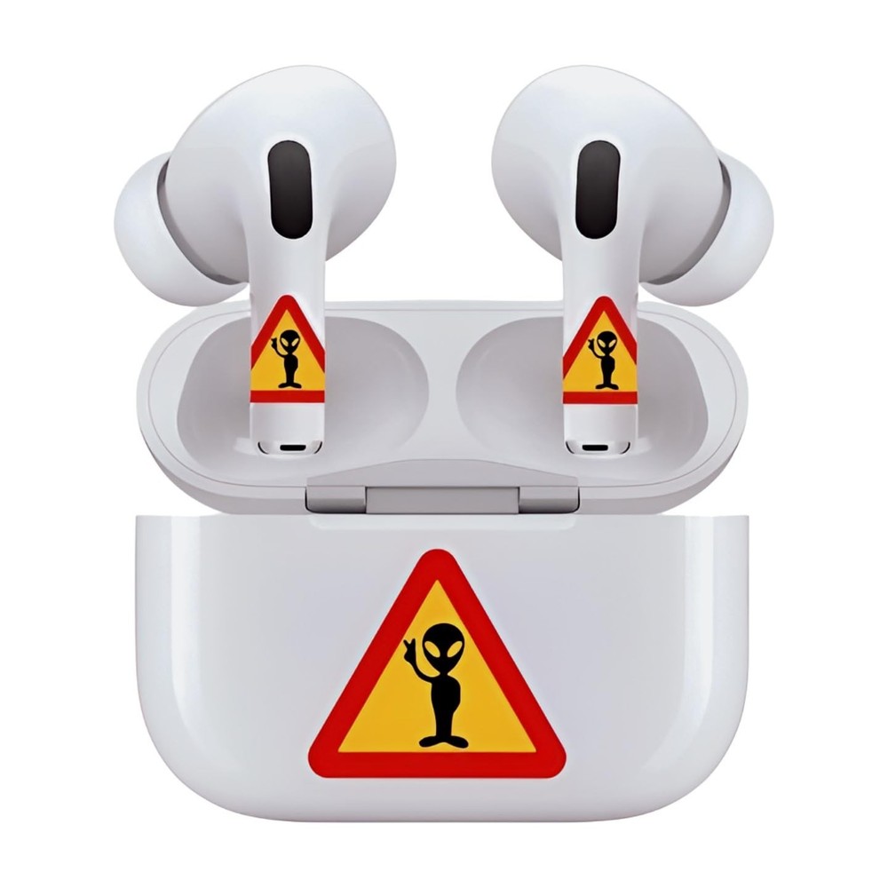 AirSkins for AirPods 3, Alien Caution Design Decals, Scratch-Resistant