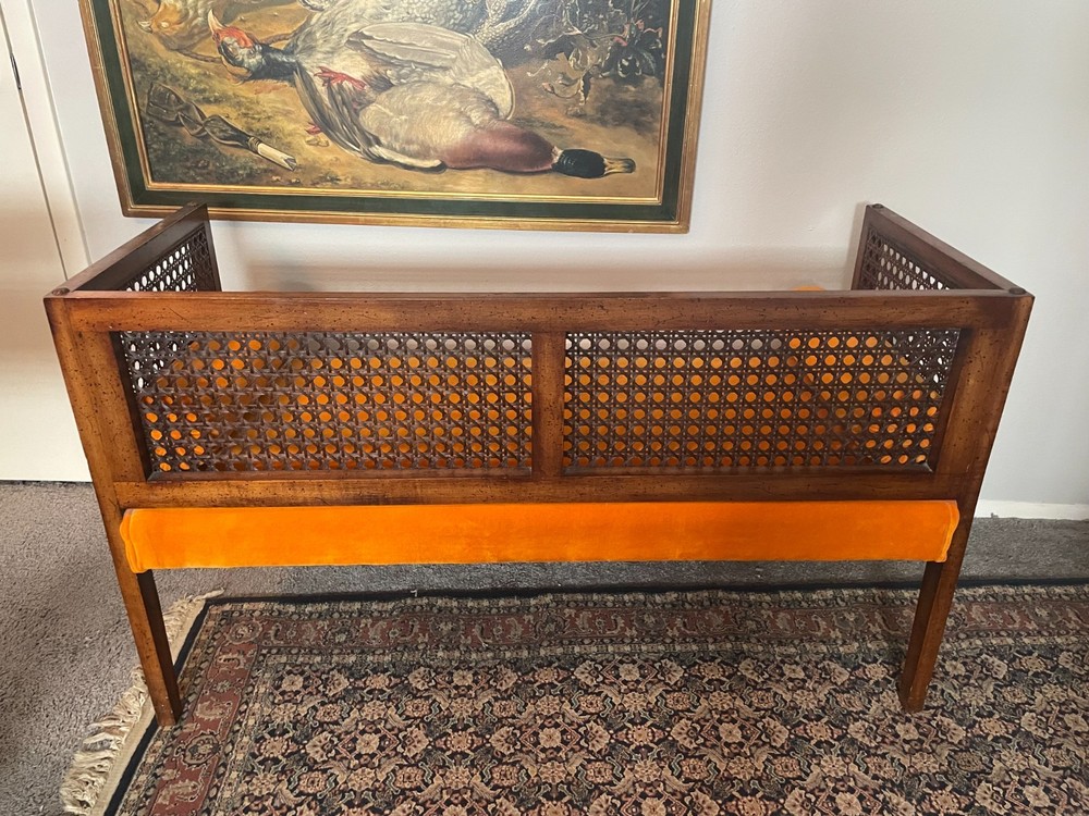 1950s Vintage Mid-Century Modern Cane Back Bench