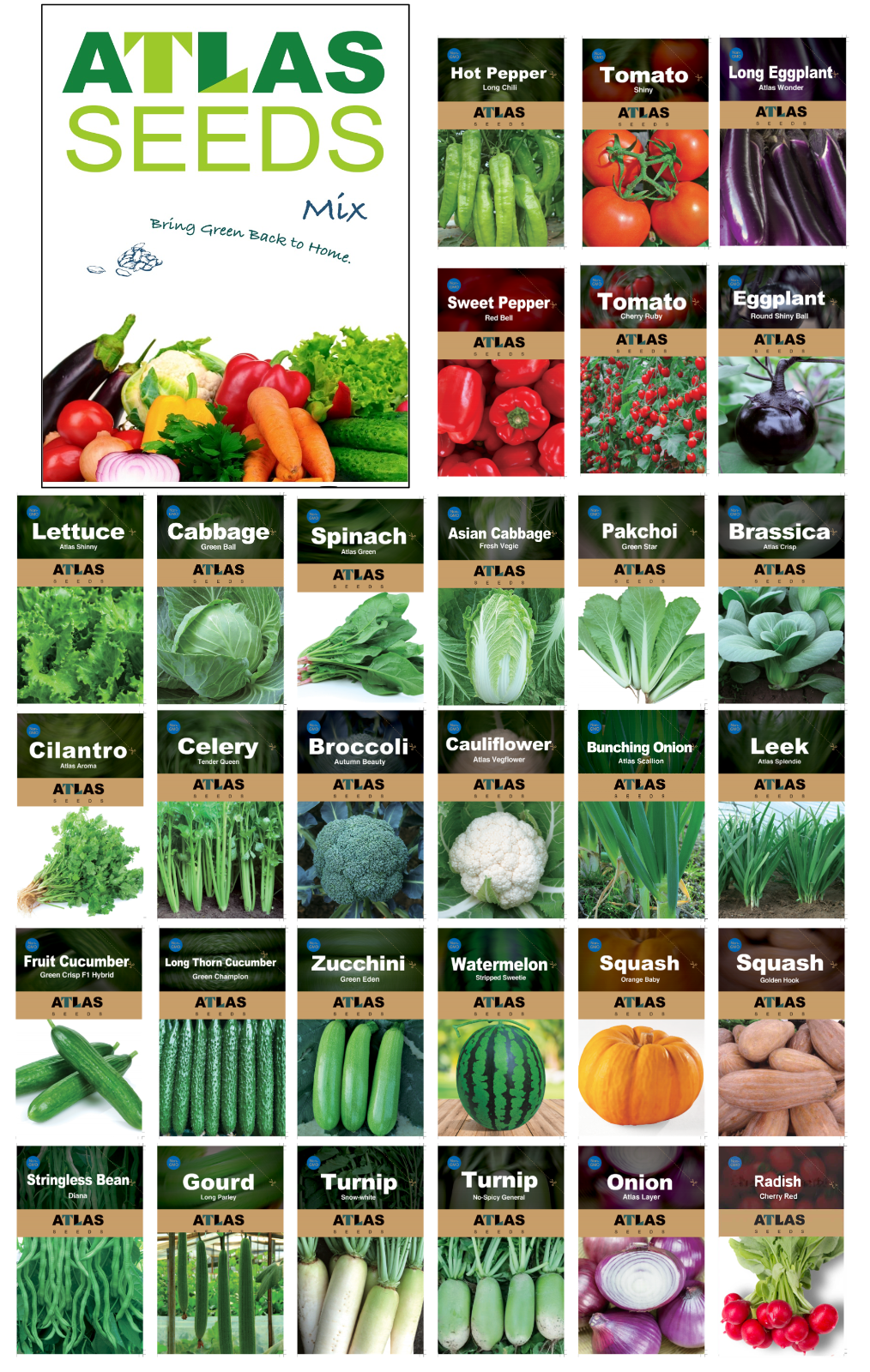 Atlas Vegetable Seeds Survival Garden Kit - Over 50,000 Seeds, 29 Varieties